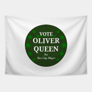 Vote Oliver Queen For Star City Mayor - Green Arrow Button Design Tapestry