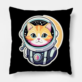 Cat Astronaut Illustration Pillow