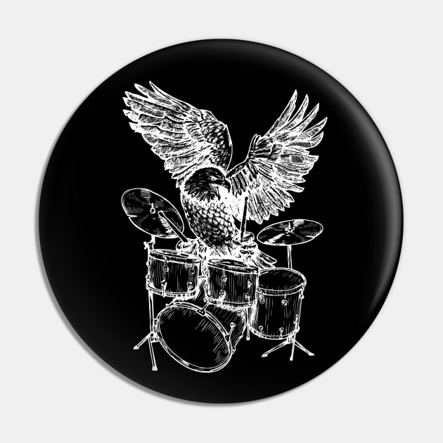 SEEMBO Eagle Playing Drums Musician Drummer Drumming Band Pin by SEEMBO