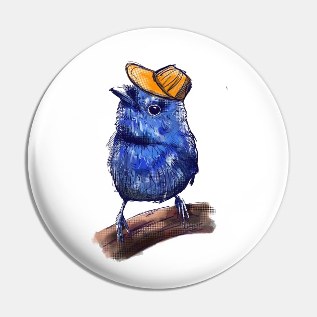 Birdy Blue Tit Pin by JuicyCreations