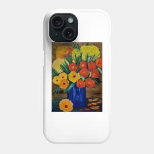 A beautiful bouquet of mixed flowers in a glass vase Phone Case