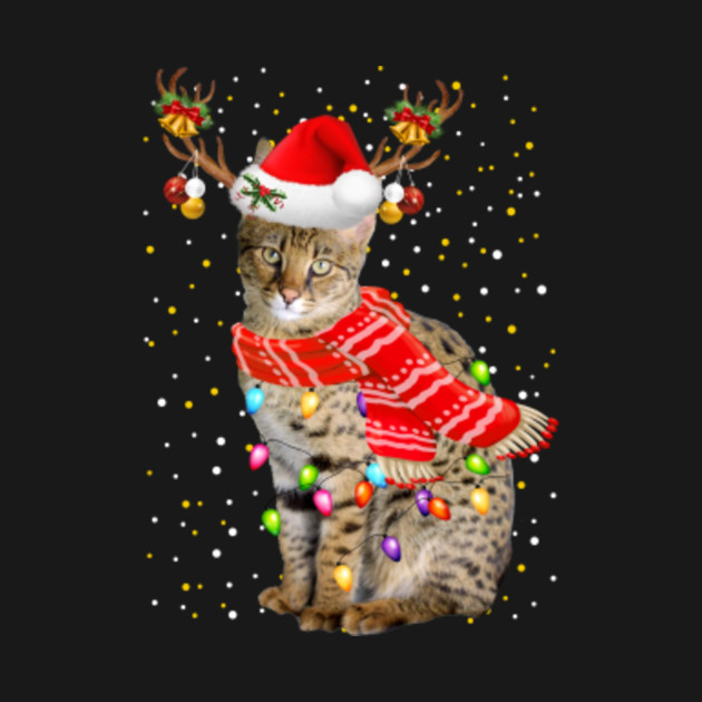 Disover Savannah Cat Shirt Reindeer Christmas Light Shirt - Savannah Cat - T-Shirt