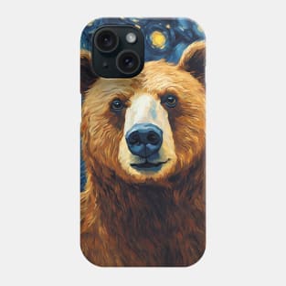 Bear Animal Portrait Painting in a Van Gogh Starry Night Art Style Phone Case