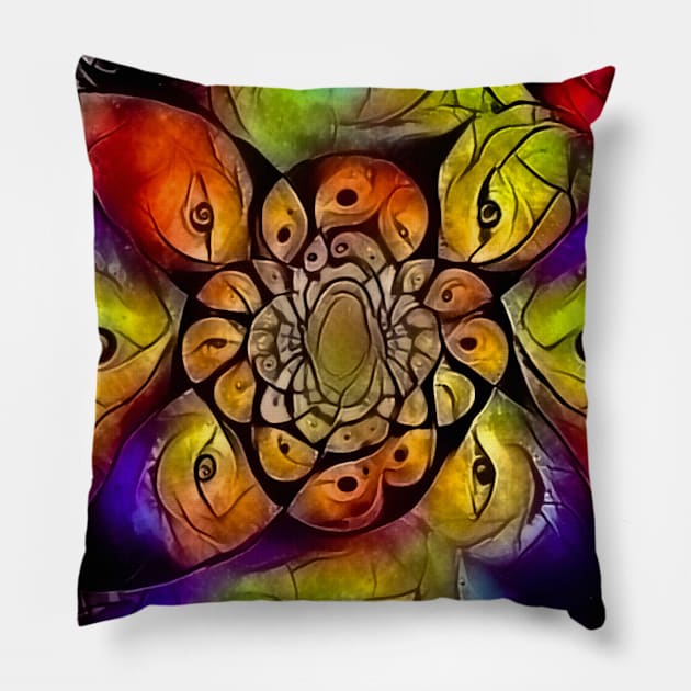 Abstract fractal with eyes Pillow by rolffimages