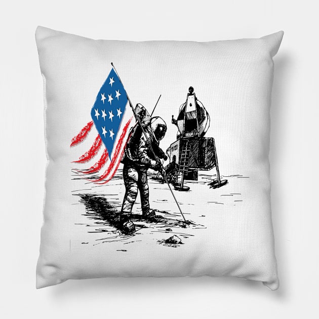 USA flag in space Pillow by momo1978