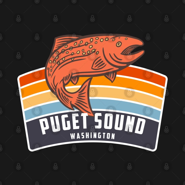 Puget Sound Washington Salmon Fishing Graphic by Eureka Shirts