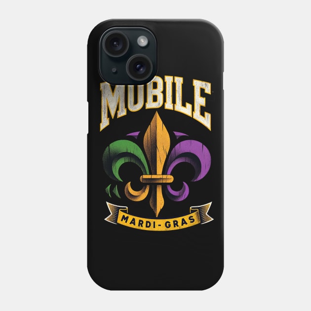 Mobile Mardi Gras Majesty: Vintage Fleur-de-lis Celebration Shirt" Phone Case by Mapd