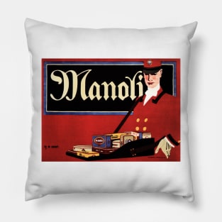 MANOLI CIGARS by Hans Rudi Erdt 1911 German Plakatstil Lithograph Advertisement Pillow