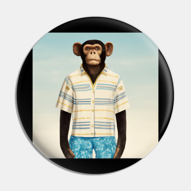 Monkey with Human Clothing Design Funky and colorful Pin by Eternal Experience