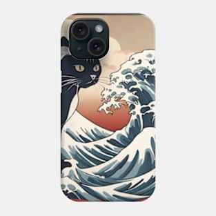 black cat in japanese style art Phone Case