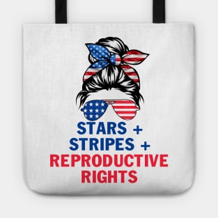 Messy Bun American Flag Stars Stripes Reproductive Rights 4th of Julystars stripes reproductive rights Tote