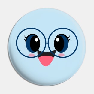 Cute Blue Eyes with Glasses Pin