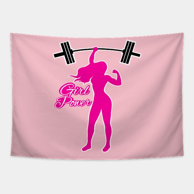 Barbell girl, gym girl, fitness women Tapestry by TimAddisonArt