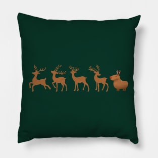 Capybara Christmas Reindeer in Line Pillow