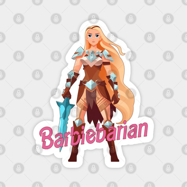 Barbiebarian Magnet by Hiraeth Tees