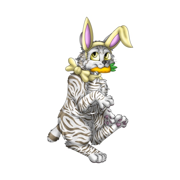 Bobtail BunnyCat: Silver-Amber Tabby (Yellow) by spyroid101