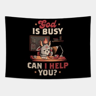 God is Busy - Creepy Cute Baphomet Gift Tapestry