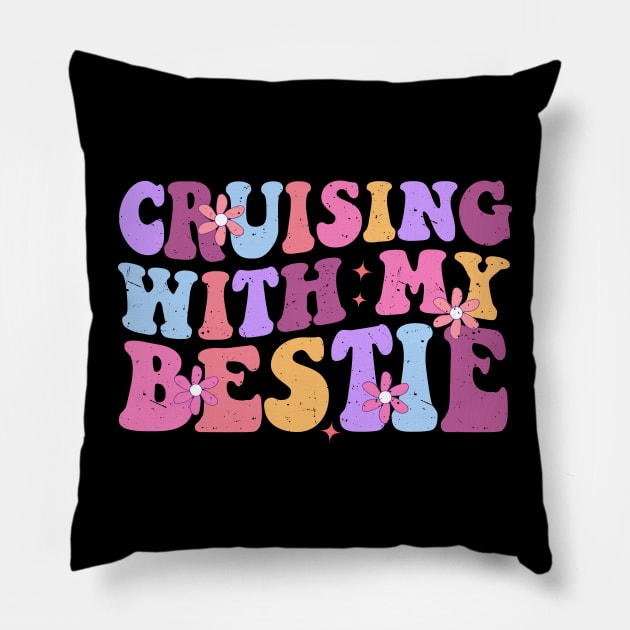 Cruising With My Bestie Family Cruise Vacation Matching Pillow by WordWeaveTees