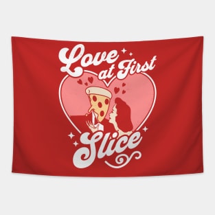 Love at First Slice - Pizza Lover - Funny Valentine's Day Tapestry