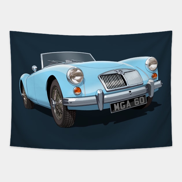 MGA roadster in light blue Tapestry by candcretro