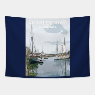 Charlestown Cornwall.  Cornish gift Kernow Travel location poster, St Austell Tapestry