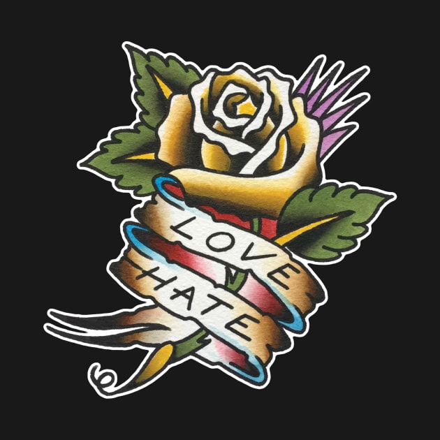 Rose of Love Hate Tattoo Design by forevertruetattoo