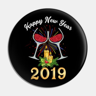 Happy New Year 2019 Copuple Wine Pin