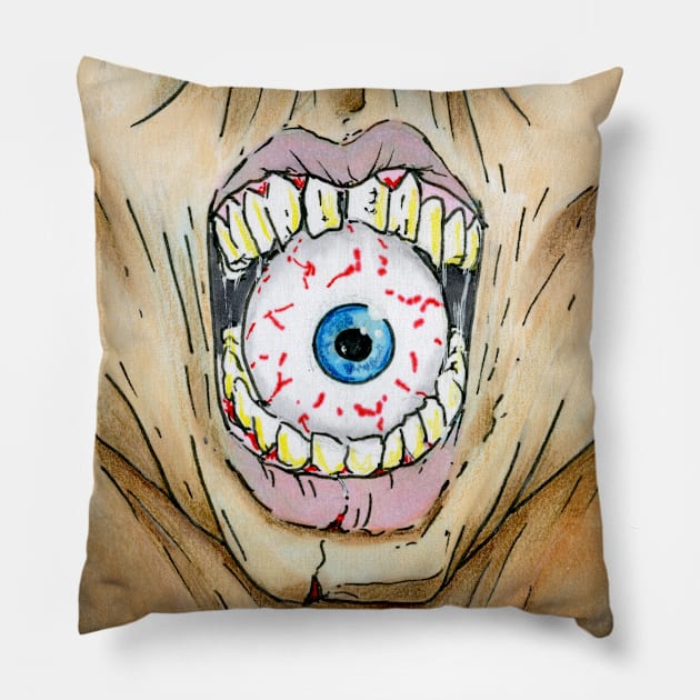 Mouthful of Eyeball Pillow by Undead Souls Art and Design