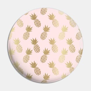 Pink & Gold Pineapples Pattern Pin