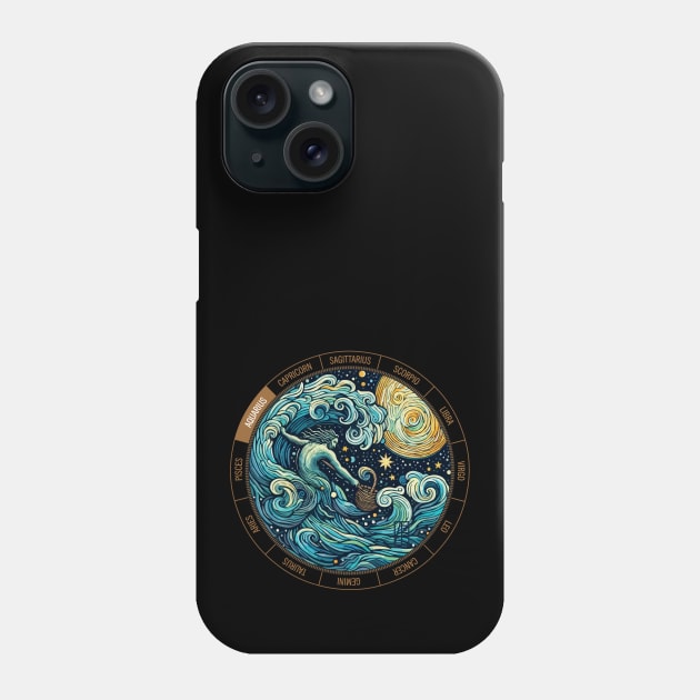 ZODIAC Aquarius - Astrological AQUARIUS - AQUARIUS - ZODIAC sign - Van Gogh style - 7 Phone Case by ArtProjectShop