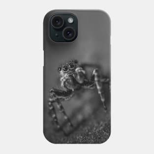 Scurry, Macro Jumping Spider Black and White Photo Phone Case