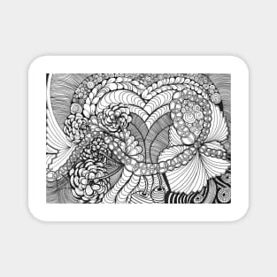 Handmade Illustration drawing of heart flowers and chain Magnet