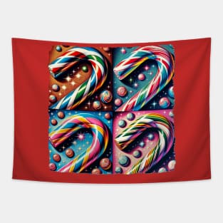 Candy Cane Craze: A Pop Art Extravaganza - Classic Christmas Tapestry