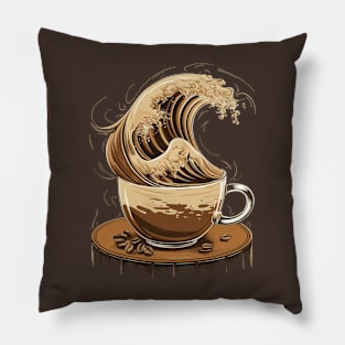 The Great Wave of Coffee Pillow