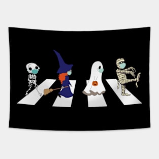 Cute Friends Halloween Road Tapestry