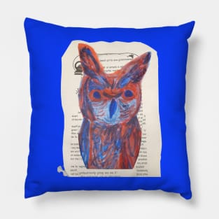 Fire Owl and the torn book pages Pillow