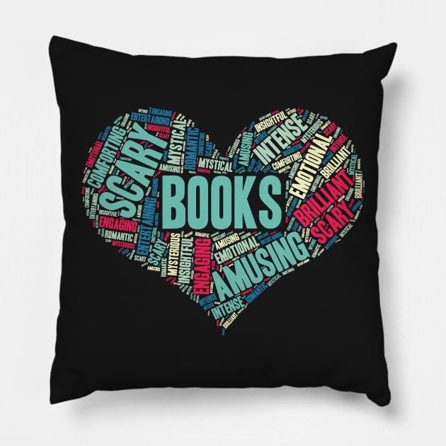 Book Lover Gift Reading Bookworm Heart product Pillow by theodoros20