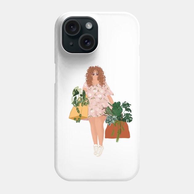 Girl Plant Shopping 10 Phone Case by Gush Art Studio 1