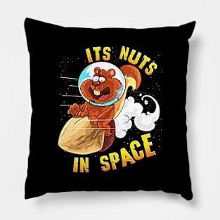 Nuts In Space Funny Squirrel Astronaut on Acorn Space Lover Pillow