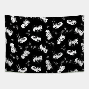 Saiga antelope family black and white pattern Tapestry