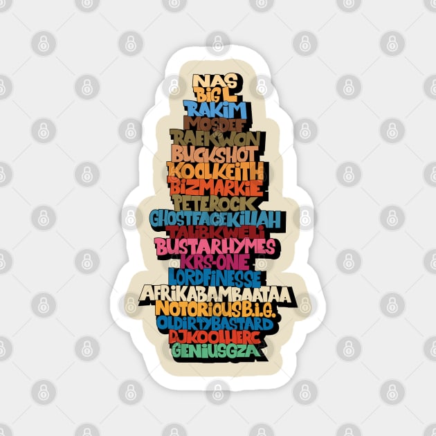 Rap Legends. Funky Design. Hip hop Allstars 90´s. Magnet by Boogosh