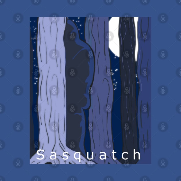 Sasquatch (Bigfoot) Hides in the Trees Artwork by DMcK Designs