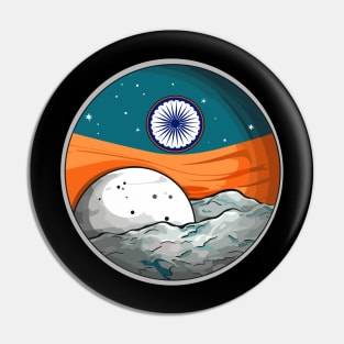 India moon rocket space craft lunar south pole landing flag Pin