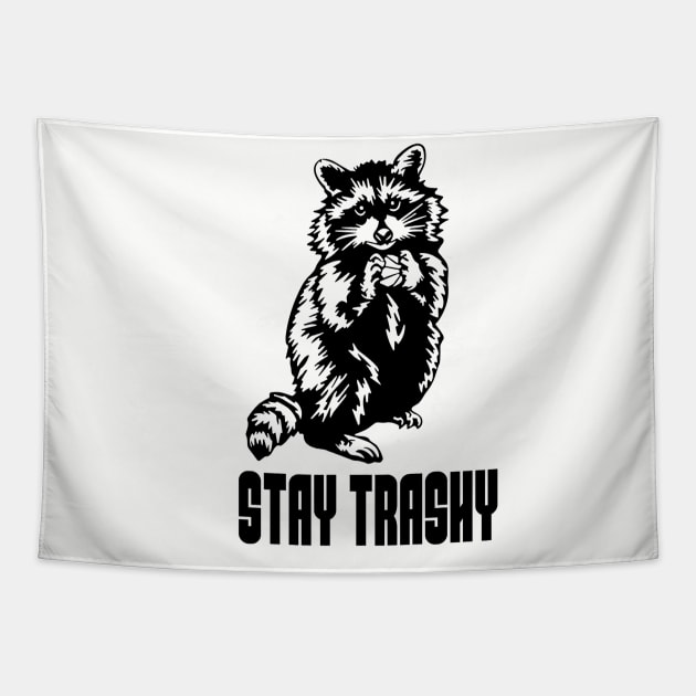 Stay Trashy Possum Raccoon Tapestry by Quincey Abstract Designs