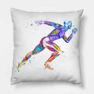 Anatomy Runner Watercolor Sports Gift Pillow