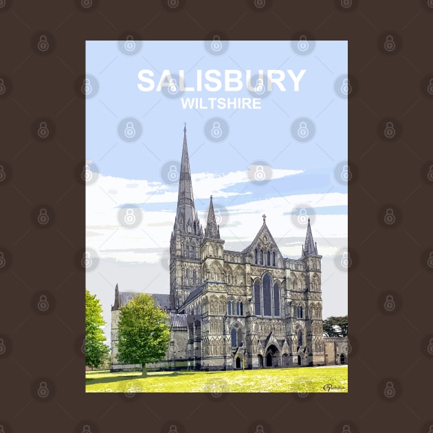 Salisbury Cathedral Wiltshire. Travel poster by BarbaraGlebska