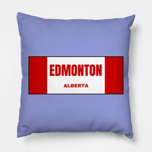 Edmonton City in Canadian Flag Colors Pillow