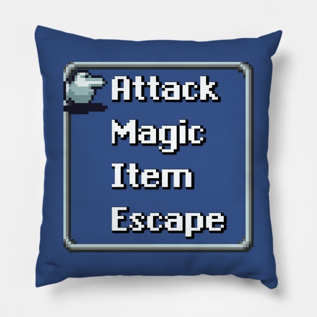 RPG BATTLE MENU - ATTACK Pillow by Force Restart