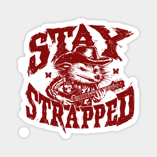 Opossum Cowboy Stay Strapped, Funny Possum Meme Magnet by Hamza Froug