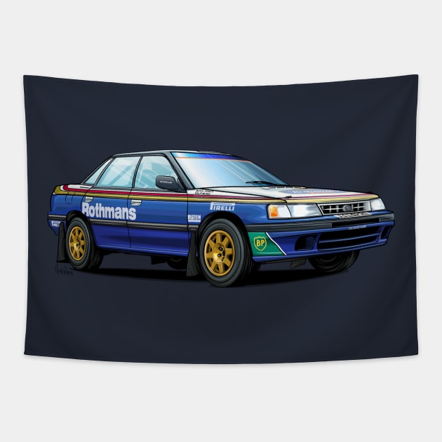 Subaru Legacy RS WRC Tapestry by Mario Ramos Rally Art